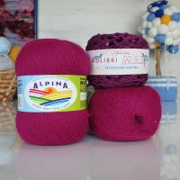 Набор Пух кролика + пайетки - 41 (213+055) (фуксия с черными пайетками)