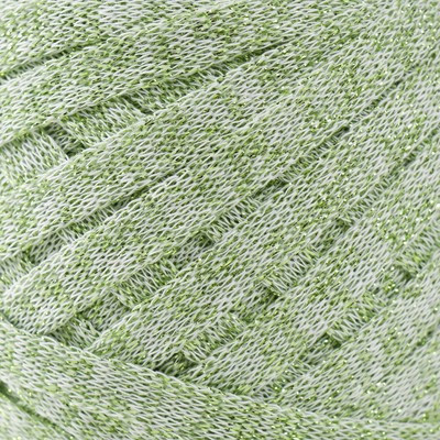 Шнур Риббон с люрексом 85м/170±5 гр (Белый, люрекс: Салатовый) Шнур Риббон с люрексом 85м/170±5 гр (Белый, люрекс: Салатовый)