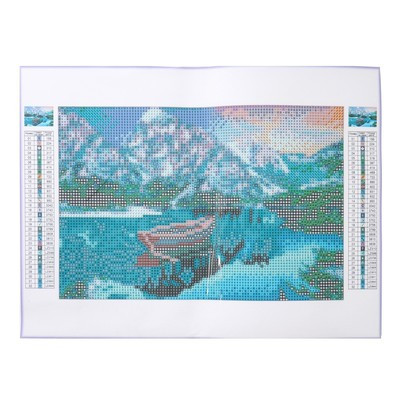 Алмазная мозаика с полным заполнением «Лодка в горах» 20х30 см