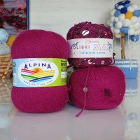 Набор Пух кролика + пайетки - 42 (213+056) (фуксия с золотыми пайетками)