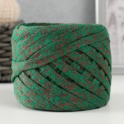 Шнур Риббон с люрексом 85м/170±5 гр (Нефрит, люрекс: Красный)