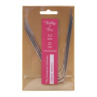 941320/2021 Спицы чулочные гибкие, металл 21см, 2,0мм 3шт/упак Hobby&amp;Pro