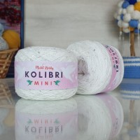 Колибри мини - 032 (белый с серебряными пайетками)