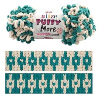 Puffy MORE (Alize) - 6542 (зел.бирюза/крем)