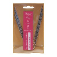 941330/2021 Спицы чулочные гибкие, металл 21см, 3,0мм 3шт/упак Hobby&amp;Pro