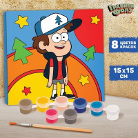 Роспись по холсту, 15х15 см "Диппер", Гравити Фолз