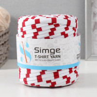 Трикотажная пряжа вторичная 90% хлопок,10% п/э, 100м/450±50 гр (полосатик бело-красный)