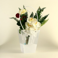 Сумка для цветов прозрачная, влагостойкая, белая, 20х17х10 см (10 шт.)