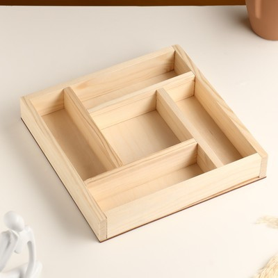 Кашпо деревянное "Зигзаг" 5 отсеков 25х25х4 см натуральный Кашпо деревянное "Зигзаг" 5 отсеков 25х25х4 см натуральный