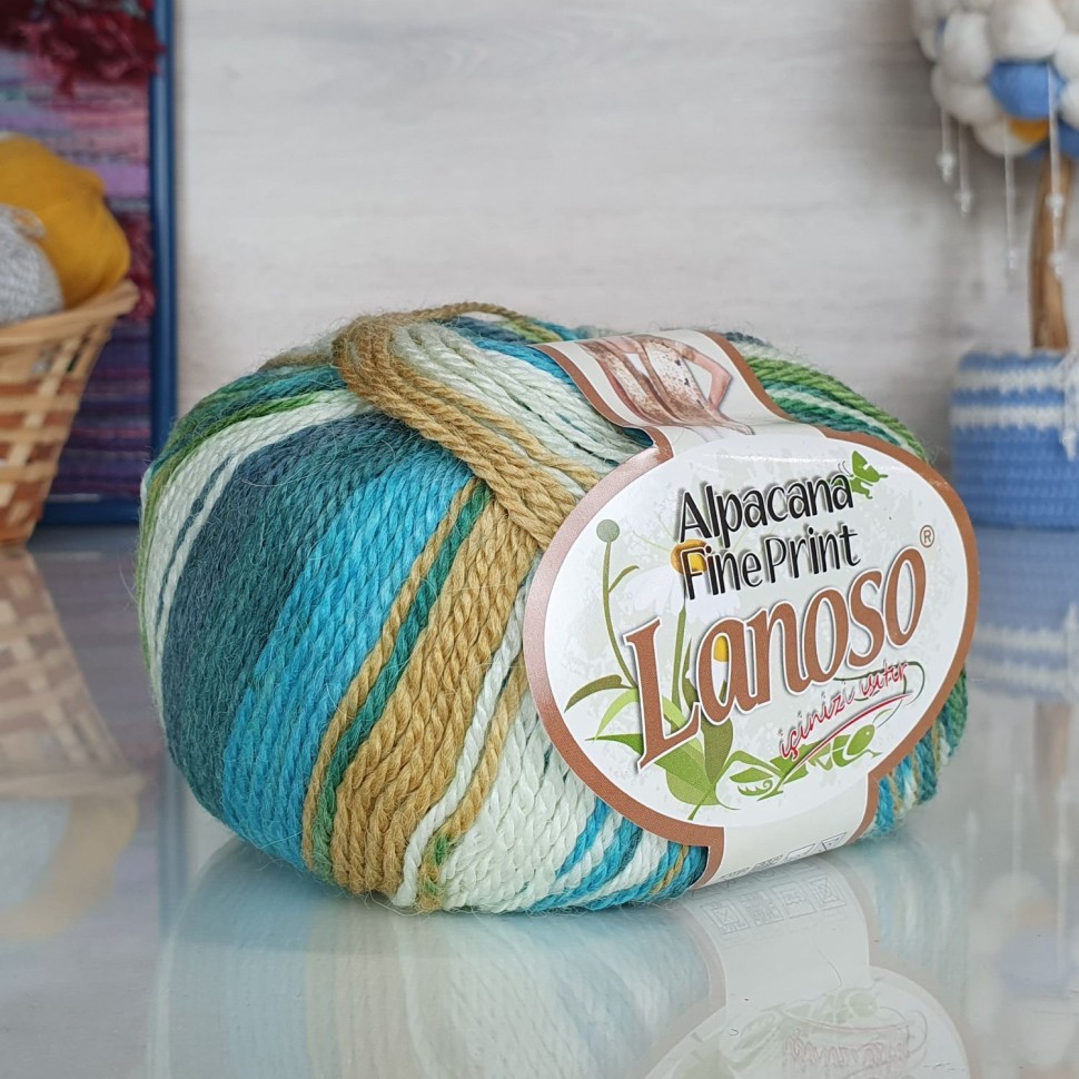 Alpacana fine print Lanoso - 804 (белый/зелен/беж/бирюз)