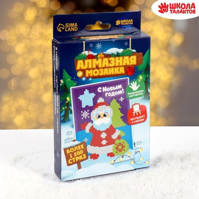 Новогодняя алмазная мозаика для детей с частичным заполнением на подставке «Новый год. Дед Мороз», 10 х 15 см Новогодняя алмазная мозаика для детей с частичным заполнением на подставке «Новый год. Дед Мороз», 10 х 15 см