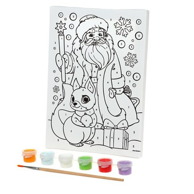 Новогодняя картина по номерам «Новый год! Дед Мороз и бёлочка», 15 х 21 см Новогодняя картина по номерам «Новый год! Дед Мороз и бёлочка», 15 х 21 см