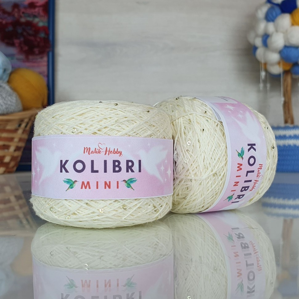 Колибри мини - 066 (кремовый с золотыми пайетками)