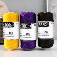 Нить крученая ПП 3пр d=1.1мм (100, кофе, фиол, желт, Ц4&quot;набор)