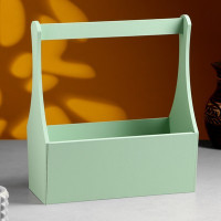 Кашпо деревянное "Виллиан Лонг", с ручкой, 25×12,5×10(28) см Оливковый