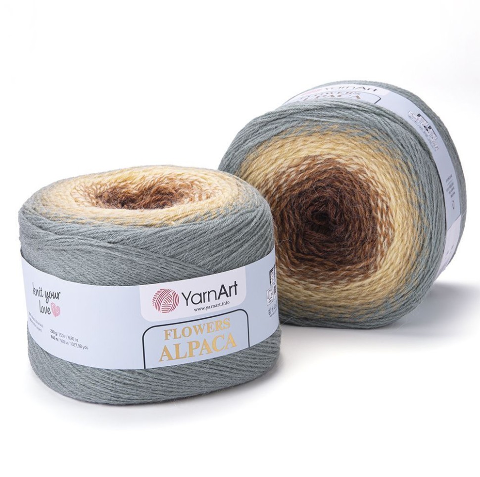 Flowers Alpaca YarArt - 416 (серо-зел/беж/корич)