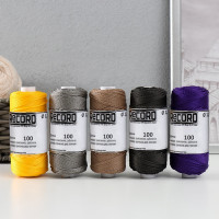 Нить крученая ПП 3пр d=1.1мм (100, сер, черн, желт, беж, фиол, Ц4&quot;набор)