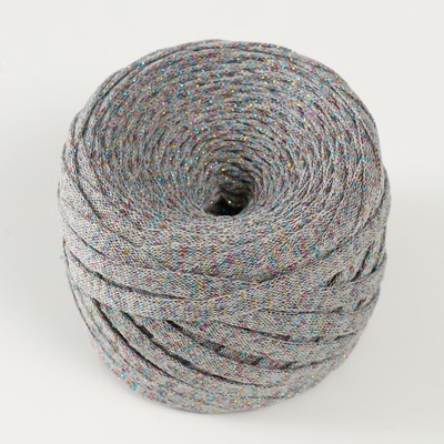 Шнур Риббон с люрексом 85м/170±5 гр (Серый, люрекс: Радуга) Шнур Риббон с люрексом 85м/170±5 гр (Серый, люрекс: Радуга)
