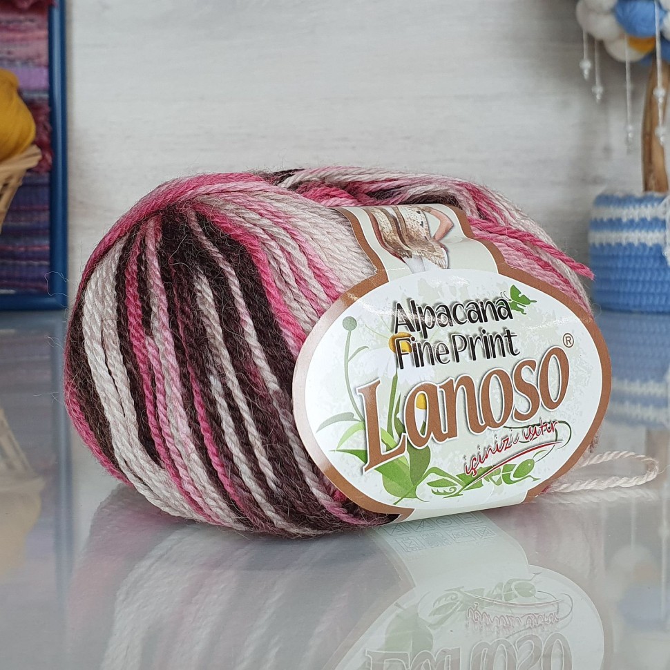 Alpacana fine print Lanoso - 806 (белый/розов/корич)