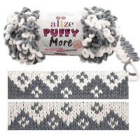 Puffy MORE (Alize) - 6558 (серый/белый)