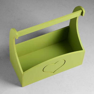 Кашпо деревянное "Symmetric Heart, сердце", с ручкой, 25×12,5×10(28) см Фисташковый Кашпо деревянное "Symmetric Heart, сердце", с ручкой, 25×12,5×10(28) см Фисташковый