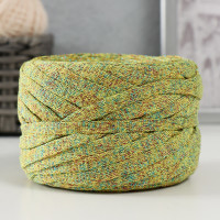 Шнур Риббон с люрексом 85м/170±5 гр (Желтый, люрекс: Радуга)