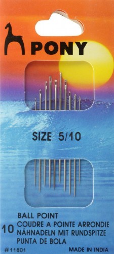 Иглы швейные ручные в ассортименте (Пони) 11801  Иглы для синтетических тканей № 5-10, 10 шт.