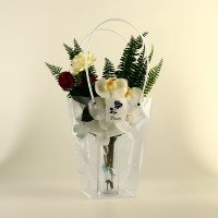 Сумка для цветов прозрачная, "Горошек", влагостойкая, 26х24х12 см (10 шт.)