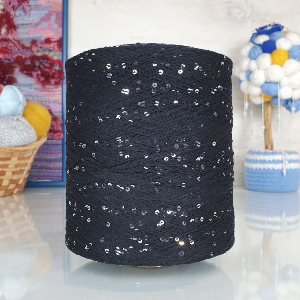 Kolibri с пайетками - 005 (черный с серебристыми пайет.)