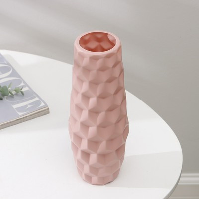 Ваза для цветов, пластик 7×6,5×26 см, 1,3 л, розовая