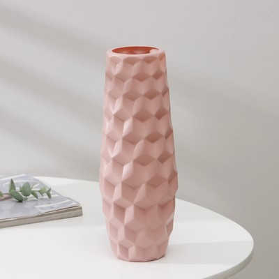 Ваза для цветов, пластик 7×6,5×26 см, 1,3 л, розовая