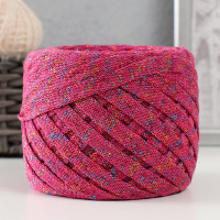 Шнур Риббон с люрексом 85м/170±5 гр ( Фуксия, люрекс: Радуга)