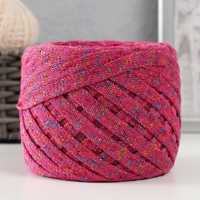 Шнур Риббон с люрексом 85м/170±5 гр ( Фуксия, люрекс: Радуга)