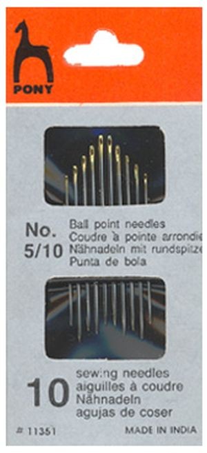 Иглы швейные ручные в ассортименте (Пони) 11351  Иглы для синтетических тканей № 5-10, 10 шт.