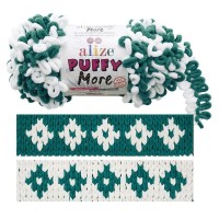 Puffy MORE (Alize) - 6570 (белый/изумруд)