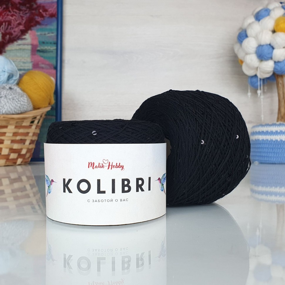 Kolibri с пайетками - 006 (черный с чёрн.блест. пайетками)