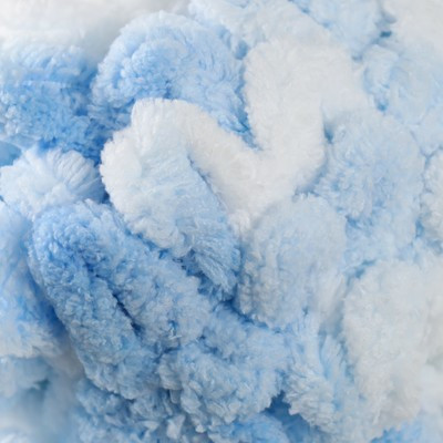 Пряжа "Puffy color" 100 % микрополиэстер 9м/100г  (5865 бело-голубой)