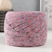 Шнур Риббон с люрексом 85м/170±5 гр (Розовый, люрекс: Радуга)