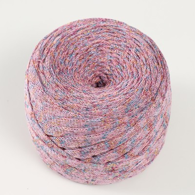 Шнур Риббон с люрексом 85м/170±5 гр (Розовый, люрекс: Радуга) Шнур Риббон с люрексом 85м/170±5 гр (Розовый, люрекс: Радуга)