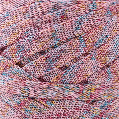 Шнур Риббон с люрексом 85м/170±5 гр (Розовый, люрекс: Радуга) Шнур Риббон с люрексом 85м/170±5 гр (Розовый, люрекс: Радуга)