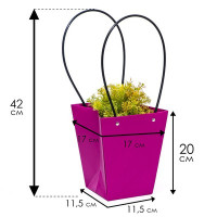 Сумка для цветов «Фуксия», влагостойкая, 17 x 17 - 11,5 x 11,5 - 20 см (10 шт.)