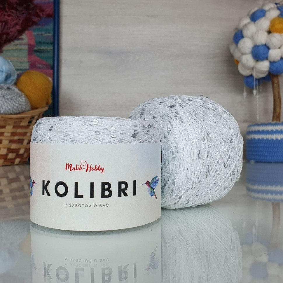 Kolibri с пайетками - 016 (белый с матовым серебром)