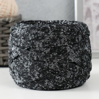 Шнур Риббон с люрексом 85м/170±5 гр (Черный, люрекс: Серебро)