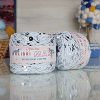 Колибри макси королевские пайетки - 222 (белый с серебряными пайетками)