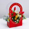 Коробка-переноска для цветов «Для тебя» 22 × 12 × 38 см, красная