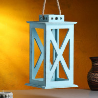 Кашпо деревянное  &quot;Фонарь. Прованс&quot;  17х17х31 см, серо-голубой