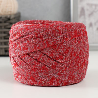 Шнур Риббон с люрексом 85м/170±5 гр ( Красный, люрекс: Серебро)