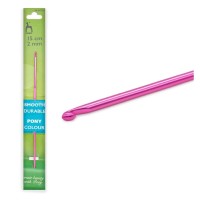 44701 Крючок вязальный COLOUR 2,0 мм/15 см, алюм. PONY