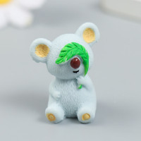 Фигурка для флорариума полистоун &quot;Коала прикрывается листочком&quot; 2,7х3,5 см