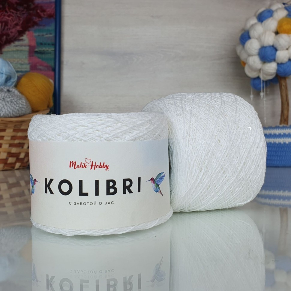 Kolibri с пайетками - 013 (белый с прозр. пайетками)